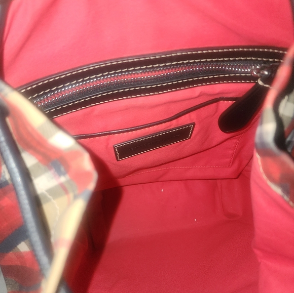 Burberry Grafitti  Plaid Red and Tan Women\'s Backpack. Authentic main image 4